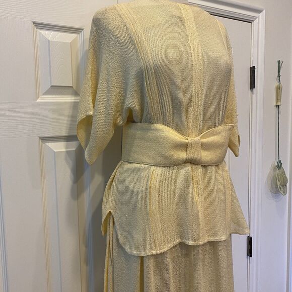 Vtg SYBIL 3pc Skirt/Blouse/Belt Cotton Mesh Elastic SelfBelt Full Midi Sz 8 USA - Picture 6 of 12